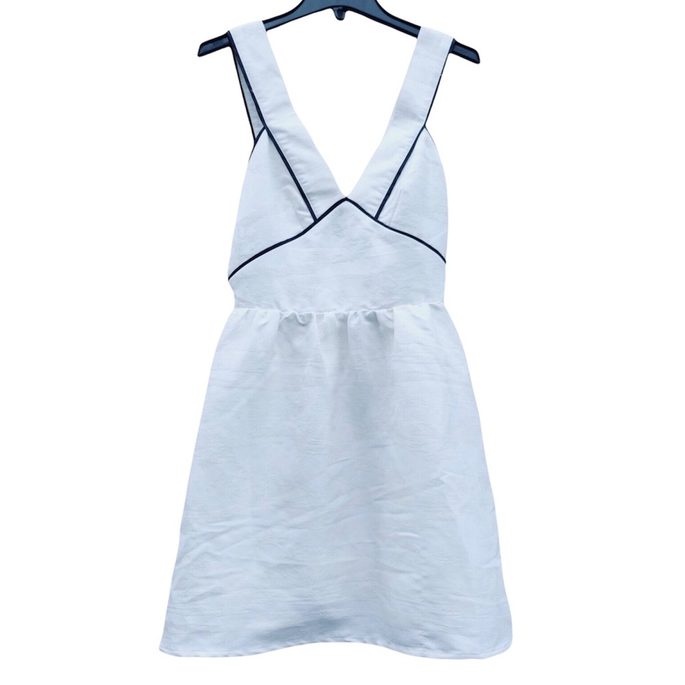 H&M Dress White Shimmery Plunge Neck Backless Prom Formal Party Bridesmaid NWT 6